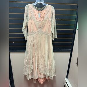 Nataya 40163 Vintage Inspired Embroidered Dress Quartz Size XL NWT